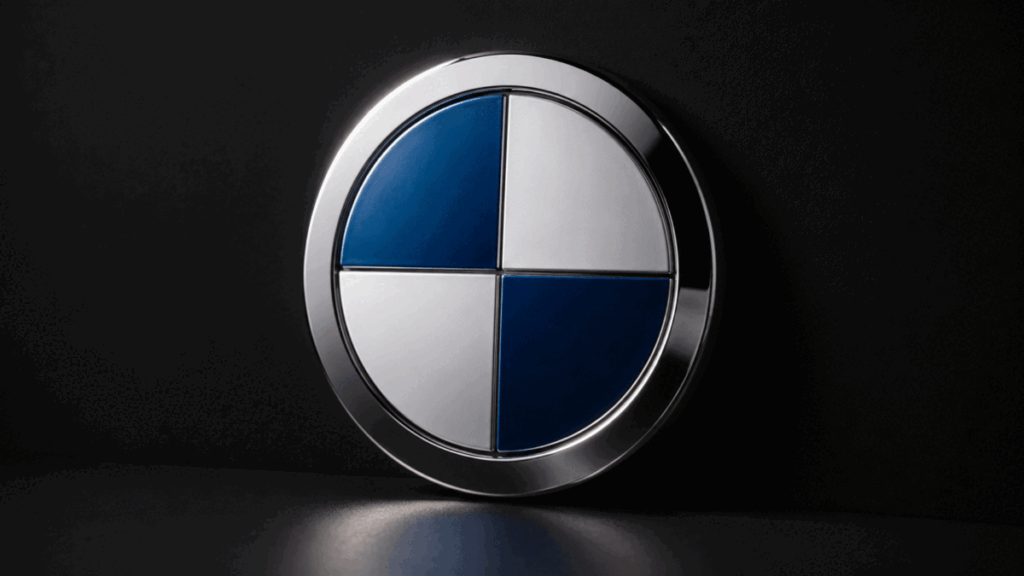 BMW logo meaning blue and white roundel close-up