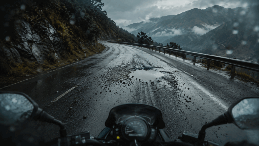 motorcycle road hazards seen from a rider's point of view