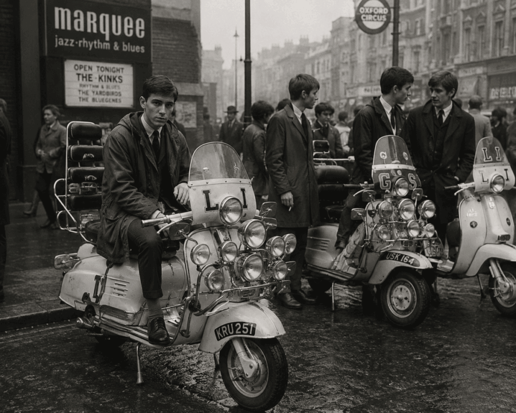 1960s British Mods culture — scooter as a symbol of youth rebellion