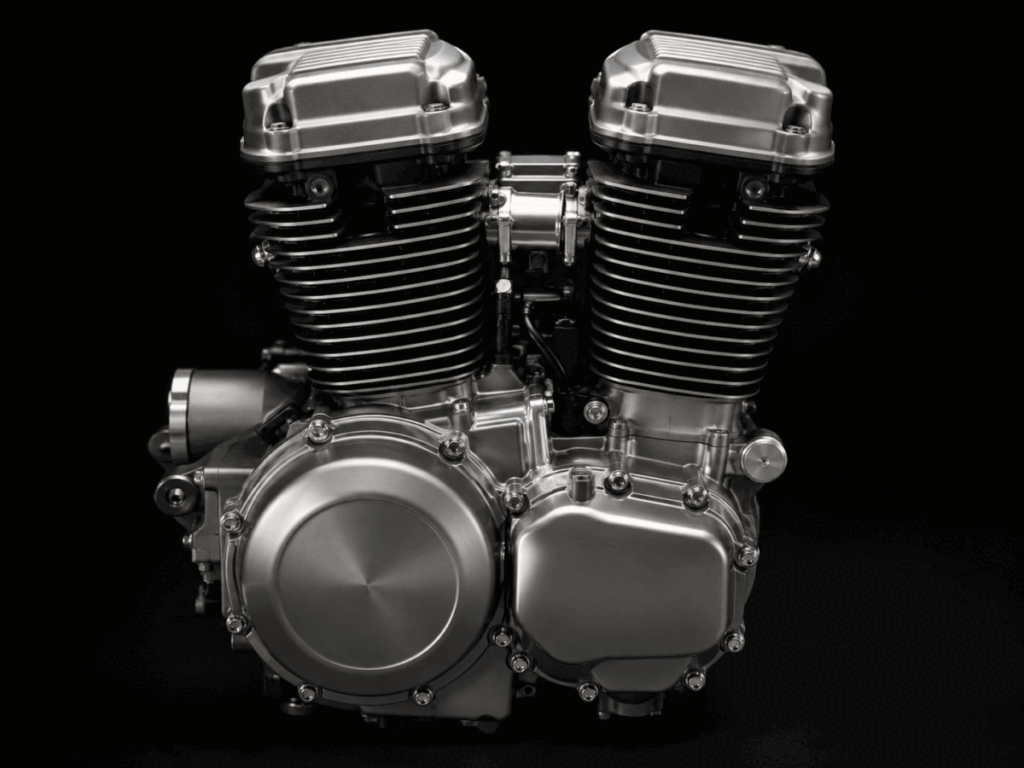 single-cylinder motorcycle engine close-up