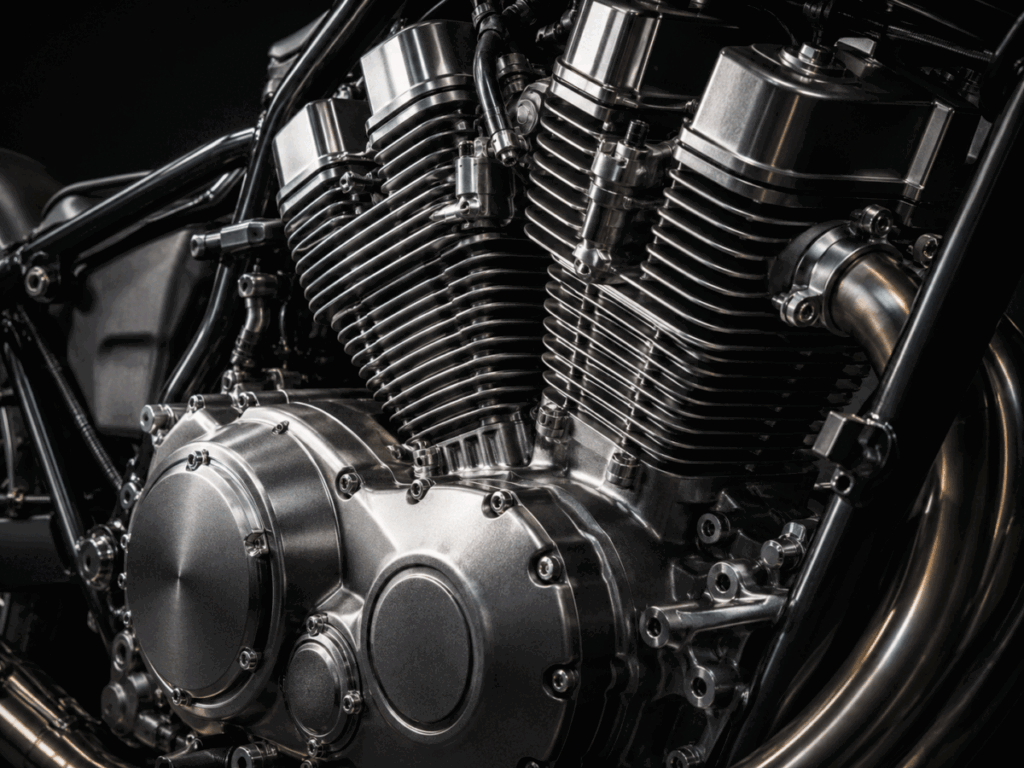 Ducati desmodromic twin engine close-up