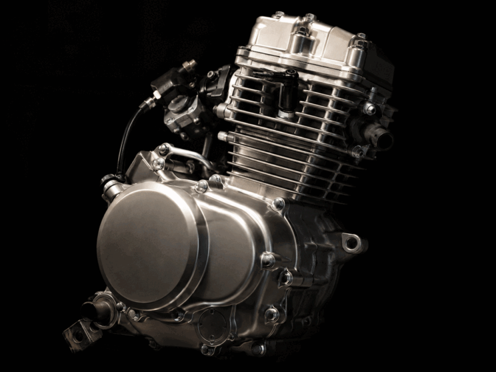 parallel twin-cylinder motorcycle engine close-up