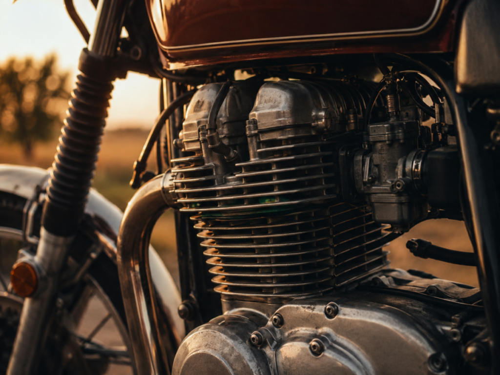 air-cooled motorcycle engine with cooling fins
