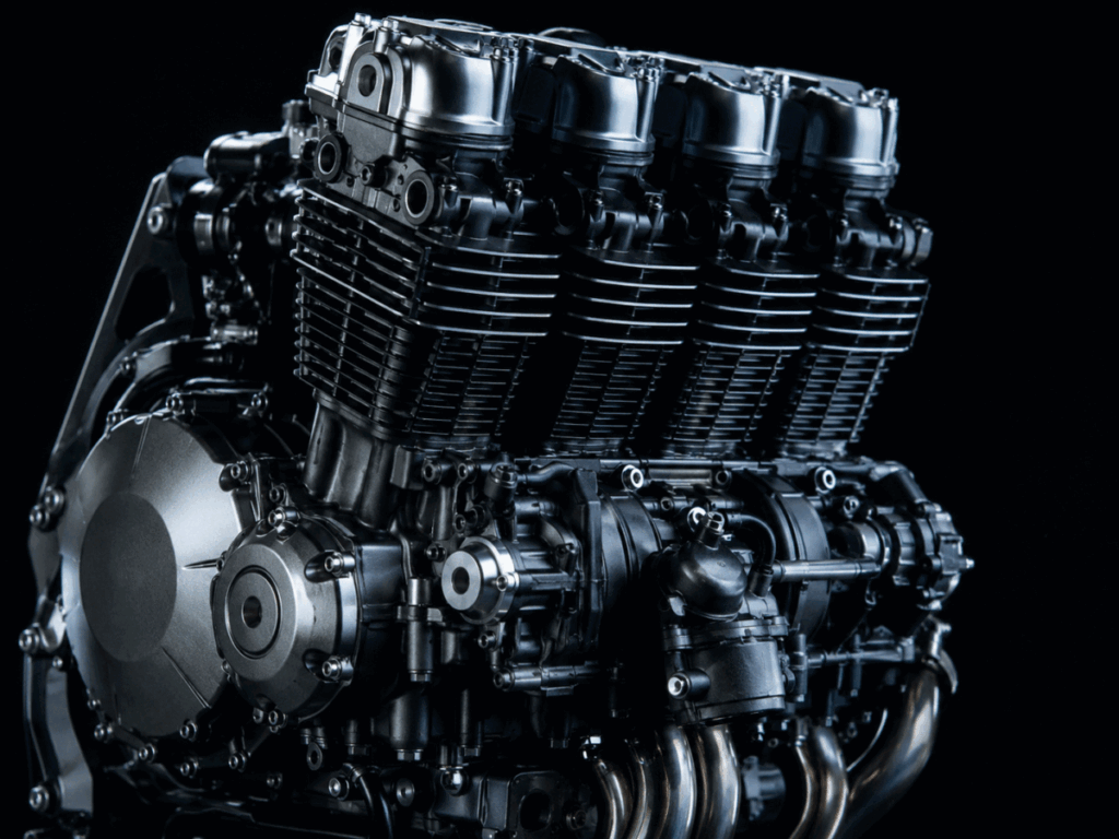 inline-four motorcycle engine close-up