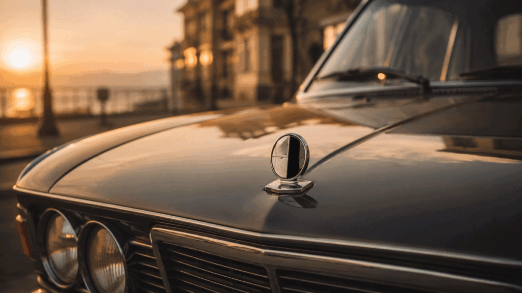 BMW logo meaning seen on a classic car emblem