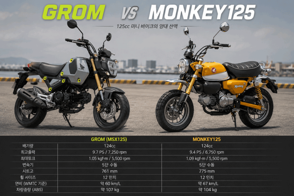 Honda Grom vs Monkey 125 comparison