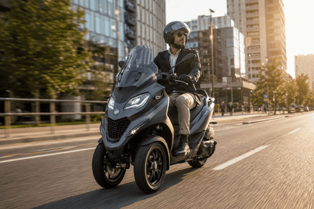 Piaggio MP3 urban commuting — stability and agility for city traffic
