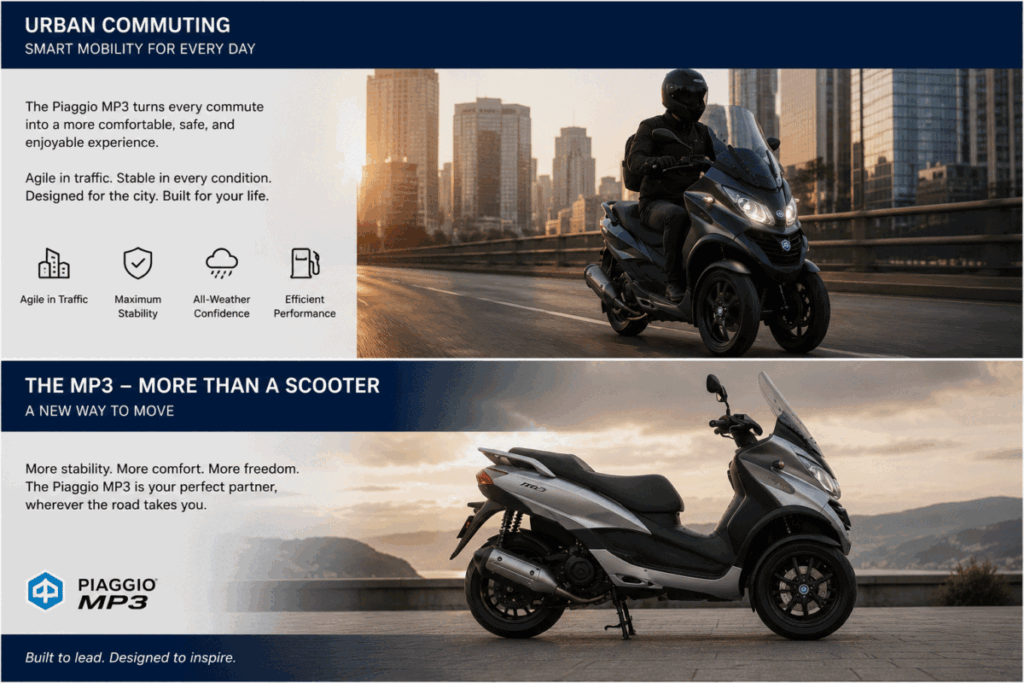 Piaggio MP3 legacy — creating a new market for tilting three-wheelers
