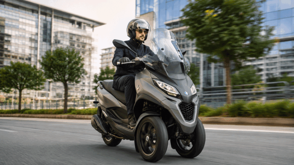 Piaggio MP3 three-wheel scooter — world's first tilting trike