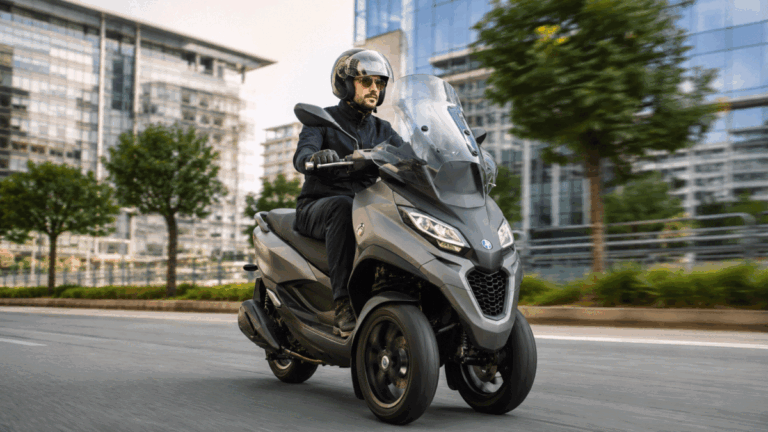 Piaggio MP3 three-wheel scooter — world's first tilting trike