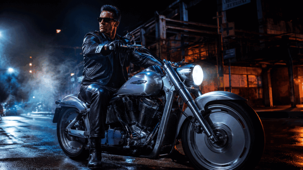 Terminator 2 motorcycle — Harley Davidson Fat Boy 1991 iconic scene