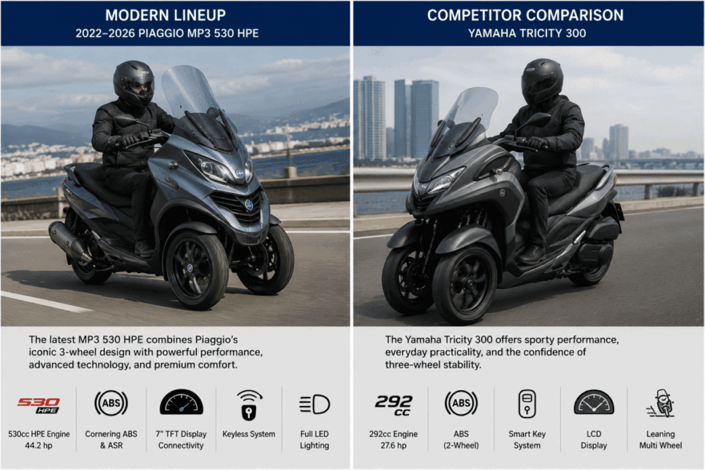 Yamaha Tricity 300 — Piaggio MP3 competitor in tilting trike market