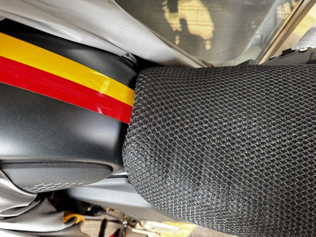 Finished Honda CL500 seat cover fully installed and ready to ride